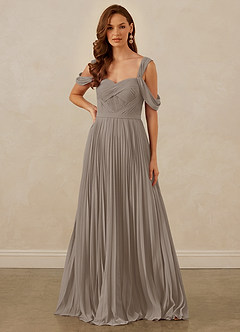 Christian Siriano Bridal for Azazie 1013 Bridesmaid Dresses Taupe A-Line Off the Shoulder Chiffon Dress image8