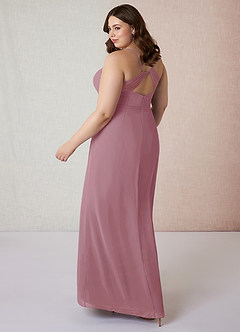 Azazie Blink Bridesmaid Dresses Vintage Mauve Sheath V-Neck Chiffon Dress image9