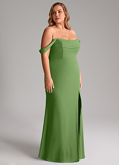 Azazie Saige Bridesmaid Dresses Basil A-Line Off the Shoulder Chiffon Convertible Dress image12