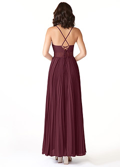 Azazie Devyn Bridesmaid Dresses Cabernet A-Line Corset Chiffon Dress image2