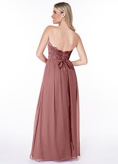 Azazie Celea Bridesmaid Dresses A-Line Lace Chiffon Floor-Length Dress image2