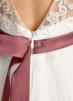 Azazie Lettie Abiti da Ragazza di Fiori Abito Principessa in Pizzo Avorio Ametista image6