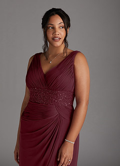 Azazie Winona Mother of the Bride Dresses Cabernet Mermaid Sequins Mesh Dress image11