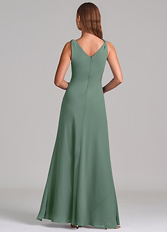 Azazie Nerine Brudtärnklänningar Klä av A-Linje i Chiffong Plisserad Eukalyptus image5