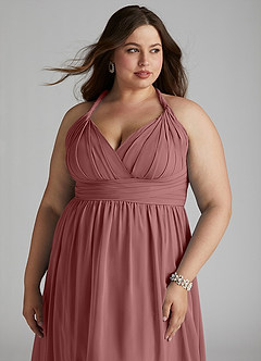 Azazie Ashia Final Sale Desert Rose A-Line Pleated Chiffon Dress image10