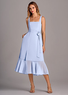 Azazie Deb Bridesmaid Dresses Ice A-Line with Pockets Chiffon Convertible Dress image1
