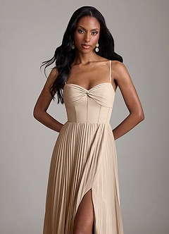 Azazie Akiko Bridesmaid Dresses Taupe A-Line Sweetheart Neckline Chiffon Dress image2