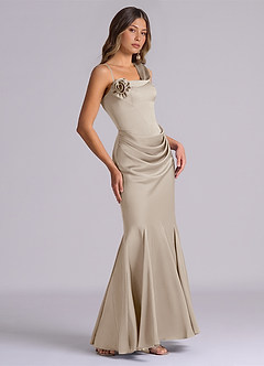 Azazie Inara Bridesmaid Dresses Frost Mermaid Pleated Stretch Satin Dress image5