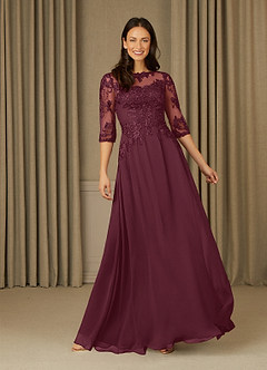 Azazie Dorella Mother of the Bride Dresses Cabernet A-Line Lace Chiffon Dress image1