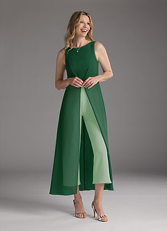 Azazie Anitta Kleider für die Brautmutter Overall/Jumpsuit Plissee Stretch-Krepp Kleid Dunkelgrün Staubiger Salbei image1