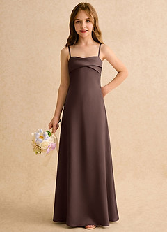 Azazie Mirabella Girls Formal Flower Girl Dresses Ganache Sheath Sweetheart Neckline Stretch Satin Dress image5