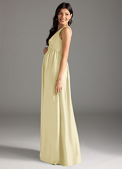 Azazie Yetta Maternity Bridesmaid Dresses A-Line Pleated Stretch Satin Floor-Length Dress image4