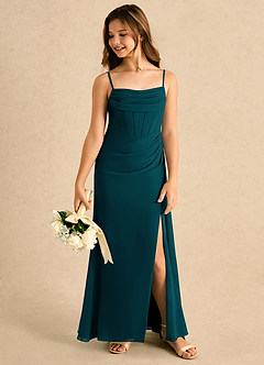 Azazie Moxie Girls Formal Sukienki dla dziewczynek sypiących kwiaty Linia A Koronka Szyfon Długość podłogi Sukienka image5