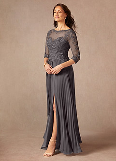 Azazie Corinne Mother of the Bride Dresses Steel Grey A-Line Sequins Chiffon Dress image5