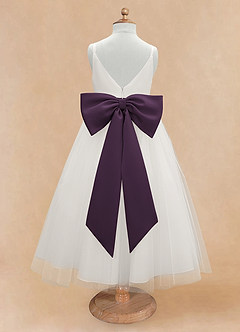 Azazie Lea Plum A-line Spaghetti Strap Tulle Dress 