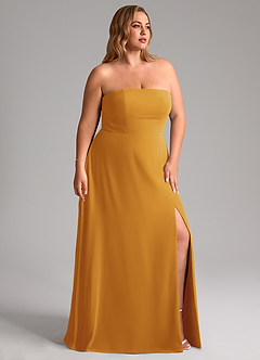 Azazie Wren Bridesmaid Dresses Butterscotch A-Line Side Slit Chiffon Convertible Dress image12