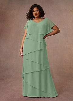 Azazie OHara Mother of the Bride Dresses Matcha A-Line V-Neck Chiffon Dress image21