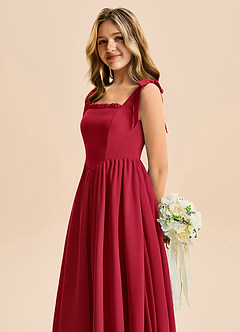 Azazie Delia Junior Abito A-Line in Chiffon Fiocco Scarlatto image7