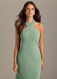 Azazie Doretta Bridesmaid Dresses Matcha Mermaid Pleated Chiffon Dress image5