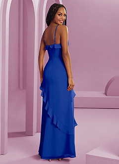 Barbie ♥ Azazie Robes de demoiselle d'honneur Robe Fourreau en Mousseline de soie Bleu Roi image2