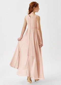 Azazie Lizette Junior Vestido de Rosa Inglesa de Gasa de Corte en A con Plisado image2