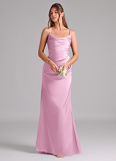 Azazie Lucille Bridesmaid Dresses Candy Pink Mermaid Strapless Stretch Satin Convertible Dress image7