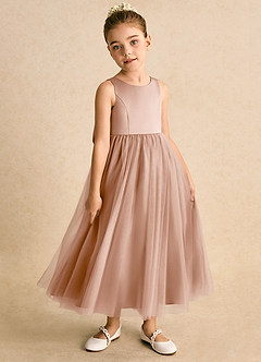 Azazie Solia Sukienki dla dziewczynek sypiących kwiaty Suknia balowa Tiul Długość kostki Sukienka image4