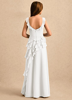Azazie Lila Girls Formal Flower Girl Dresses Ivory A-Line Ruched Chiffon Dress image2