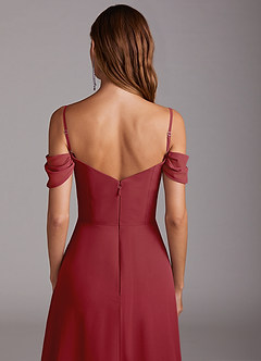 Azazie Marley Bridesmaid Dresses Pomegranate A-Line Off the Shoulder Chiffon Convertible Dress image10