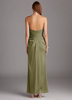 Azazie Lexie At-home Try On Dresses Agave Sheath Strapless Stretch Satin Convertible Dress image3