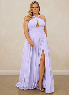 Christian Siriano Bridal for Azazie 1009 Bridesmaid Dresses Lilac A-Line Pleated Chiffon Dress image9