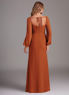 Azazie Charissa Bridesmaid Dresses Cinnamon Sheath Long Sleeve Chiffon Dress image6