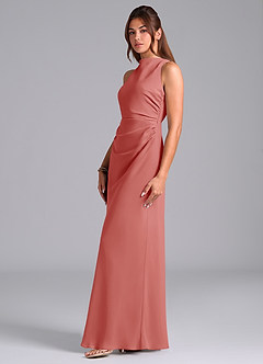 Azazie Evadne Suknie dla druhen Osłona Pofałdowany Szyfon Do ziemi Sukienka image1