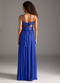 Azazie Zeya Final Sale Royal Blue A-Line Pleated Mesh Dress image5