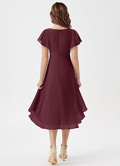 Azazie Graciela Junior Robe Trapèze en Mousseline de soie Plissée Cabernet image2