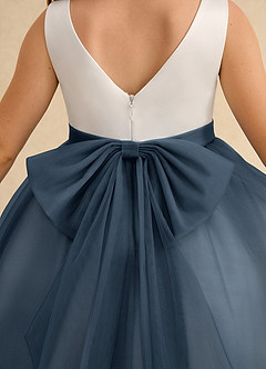 Azazie Rene Flower Girl Dresses Ivory Neptune A-Line Bow Tulle Dress image7