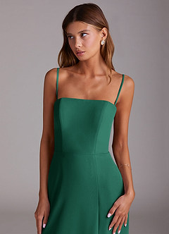 Azazie Wren Vestidos de madrinha de casamento Vestido Esmeralda de Chiffon de Linha A com Sem alças image2