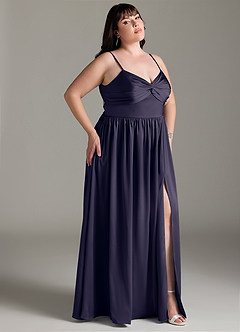 Azazie Zeya Bridesmaid Dresses Stormy A-Line Pleated Stretch Satin Dress image11