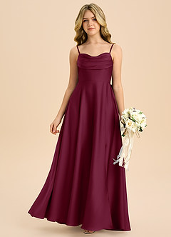 Azazie Bear Junior Mulberry A-Line Sweetheart Neckline Stretch Satin Dress image3