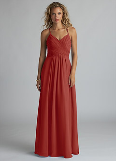 Azazie Haleigh Final Sale Burgundy A-Line Pleated Chiffon Dress image1