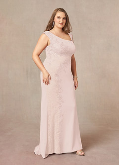 Azazie Juliane Mother of the Bride Dresses Blushing Pink Mermaid Sequins Lace Dress image6