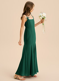 Azazie Evey Junior Abito Sirena in Chiffon Plissettato Smeraldo image5