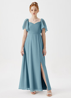 Azazie Chloe Junior Moody Blue A-Line Sweetheart Neckline Chiffon Dress image4