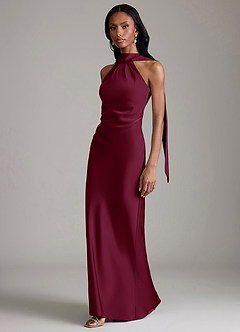 Azazie Cassiana Robes de demoiselle d'honneur Robe Sirène en Satin extensible Plissée Mûre image5