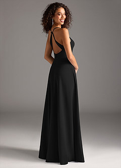 Azazie Davis Vestidos de damas de honor Vestido de Negro de Crepé elástico de Corte en A con Plisado image7