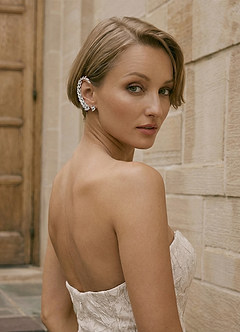 front Bladvormige strass oorclips