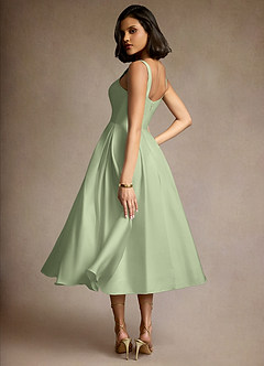 Mariea Dusty Sage Pleated Midi Dress image5