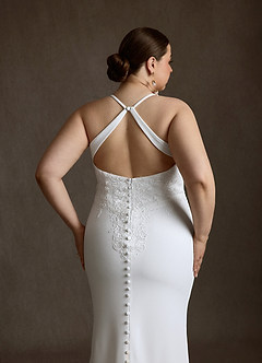 Azazie Kita Vestidos de novia Vestido Diamante Blanco de Crepé elástico de Corte Sirena con Encaje image12
