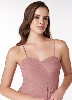 Azazie Arabella Allure Robes de demoiselle d'honneur Robe Trapèze Convertible en Mousseline de soie Encolure en Forme de Cœur Rose Poussiéreuse image6