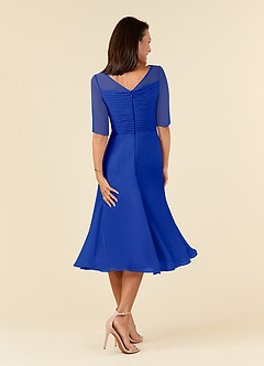 Azazie Naomi Mother of the Bride Dresses Royal Blue A-Line Boatneck Pleated Chiffon Dress image2